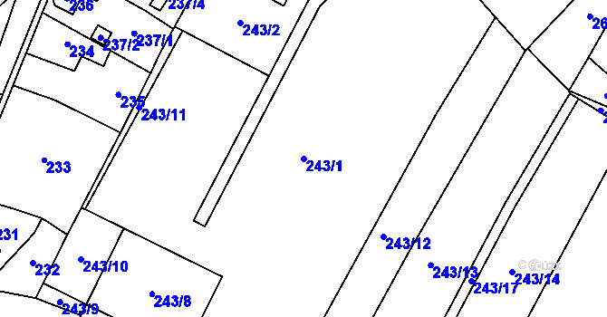 Parcela st. 243/1 v KÚ Proskovice, Katastrální mapa
