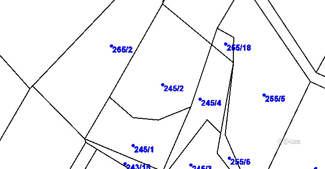 Parcela st. 245/2 v KÚ Proskovice, Katastrální mapa