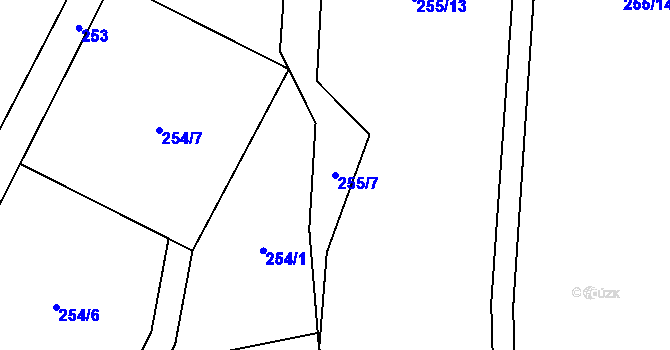 Parcela st. 255/7 v KÚ Proskovice, Katastrální mapa