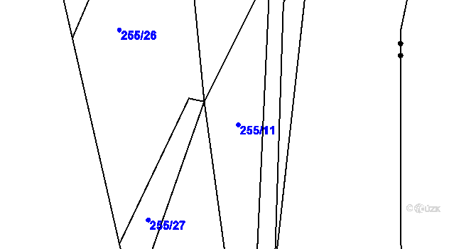Parcela st. 255/11 v KÚ Proskovice, Katastrální mapa