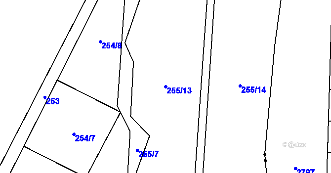 Parcela st. 255/13 v KÚ Proskovice, Katastrální mapa