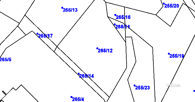Parcela st. 265/1 v KÚ Proskovice, Katastrální mapa