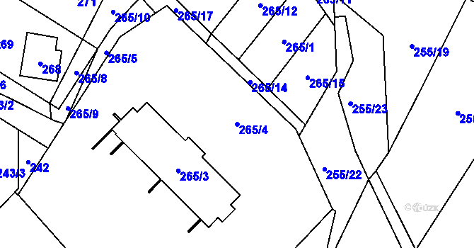 Parcela st. 265/4 v KÚ Proskovice, Katastrální mapa