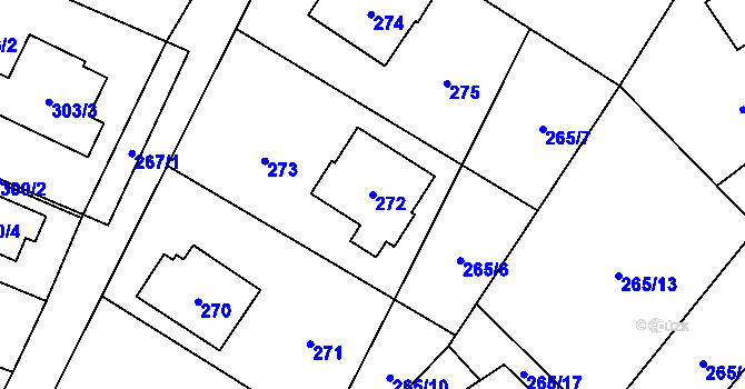 Parcela st. 272 v KÚ Proskovice, Katastrální mapa