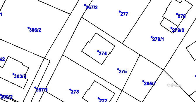 Parcela st. 274 v KÚ Proskovice, Katastrální mapa