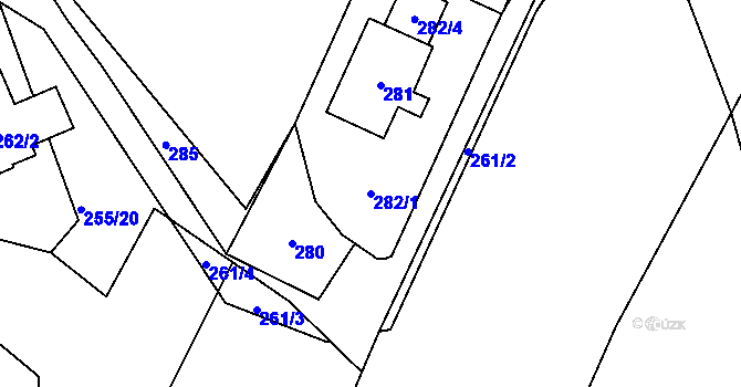 Parcela st. 282/1 v KÚ Proskovice, Katastrální mapa