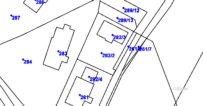 Parcela st. 282/2 v KÚ Proskovice, Katastrální mapa