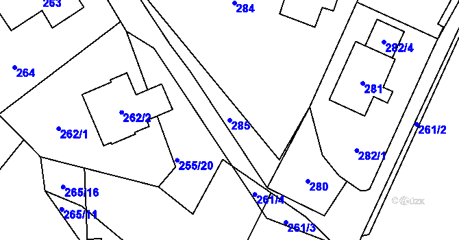 Parcela st. 285 v KÚ Proskovice, Katastrální mapa