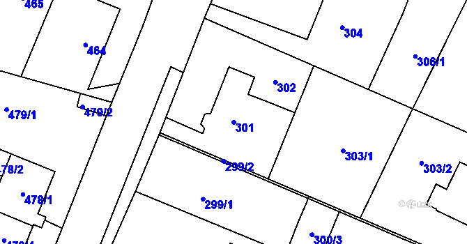 Parcela st. 301 v KÚ Proskovice, Katastrální mapa