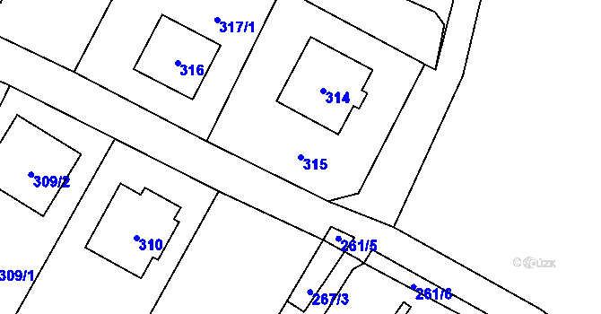 Parcela st. 315 v KÚ Proskovice, Katastrální mapa