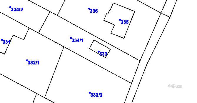 Parcela st. 333 v KÚ Proskovice, Katastrální mapa