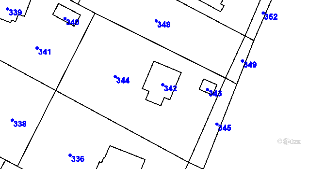 Parcela st. 342 v KÚ Proskovice, Katastrální mapa