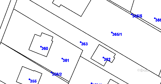 Parcela st. 363 v KÚ Proskovice, Katastrální mapa