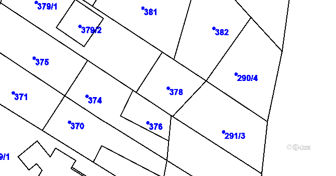 Parcela st. 378 v KÚ Proskovice, Katastrální mapa