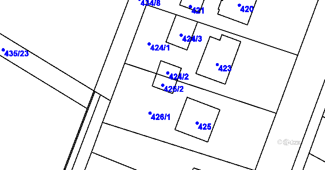 Parcela st. 426/2 v KÚ Proskovice, Katastrální mapa