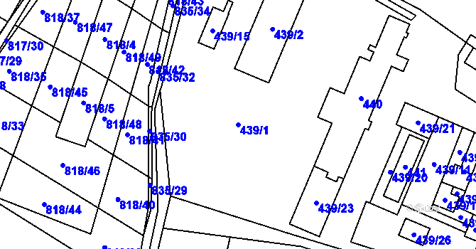 Parcela st. 439/1 v KÚ Proskovice, Katastrální mapa