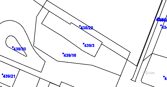 Parcela st. 439/3 v KÚ Proskovice, Katastrální mapa