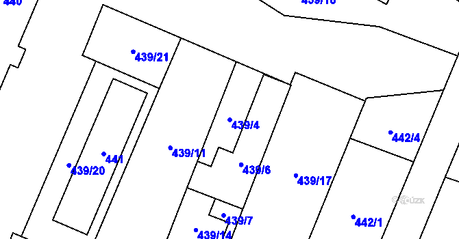 Parcela st. 439/4 v KÚ Proskovice, Katastrální mapa