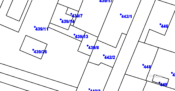 Parcela st. 439/8 v KÚ Proskovice, Katastrální mapa
