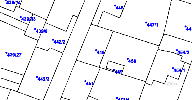 Parcela st. 448 v KÚ Proskovice, Katastrální mapa