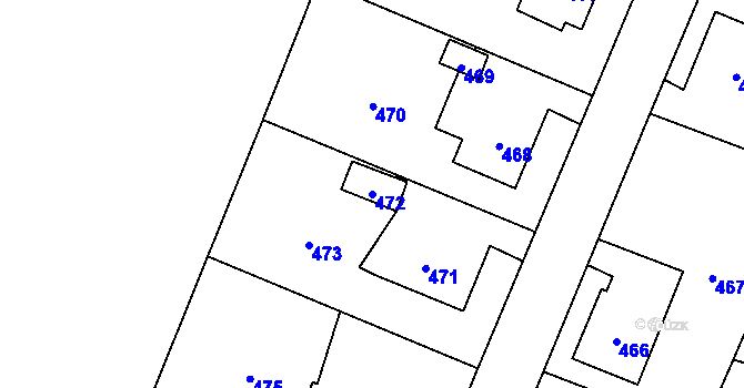Parcela st. 472 v KÚ Proskovice, Katastrální mapa