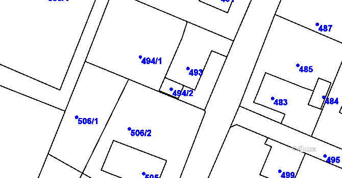 Parcela st. 494/2 v KÚ Proskovice, Katastrální mapa