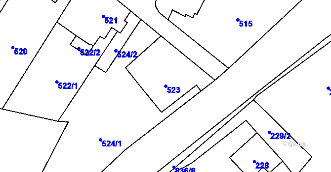 Parcela st. 523 v KÚ Proskovice, Katastrální mapa