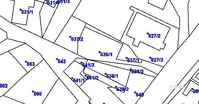 Parcela st. 536/1 v KÚ Proskovice, Katastrální mapa
