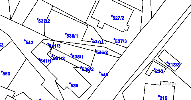 Parcela st. 536/2 v KÚ Proskovice, Katastrální mapa