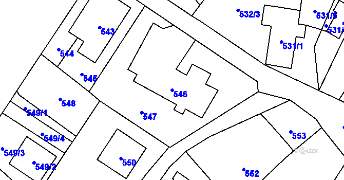 Parcela st. 546 v KÚ Proskovice, Katastrální mapa