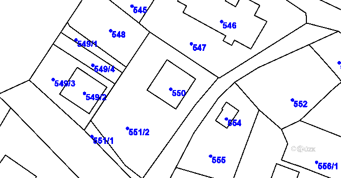 Parcela st. 550 v KÚ Proskovice, Katastrální mapa