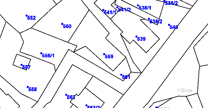 Parcela st. 559 v KÚ Proskovice, Katastrální mapa