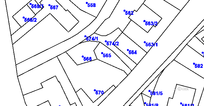 Parcela st. 565 v KÚ Proskovice, Katastrální mapa