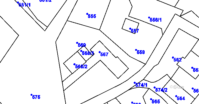 Parcela st. 567 v KÚ Proskovice, Katastrální mapa