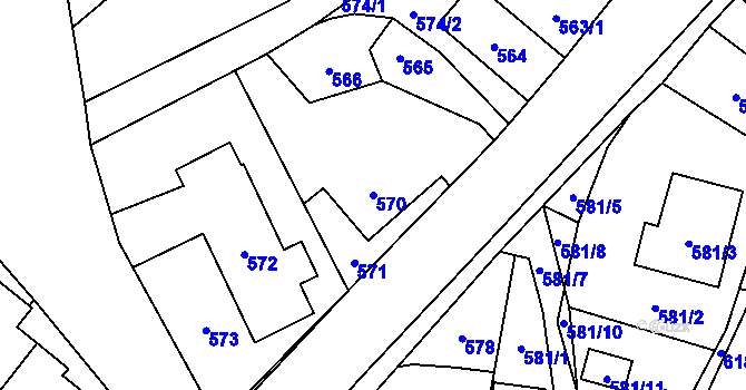 Parcela st. 570 v KÚ Proskovice, Katastrální mapa
