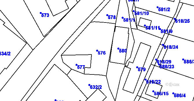 Parcela st. 576 v KÚ Proskovice, Katastrální mapa