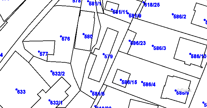 Parcela st. 579 v KÚ Proskovice, Katastrální mapa