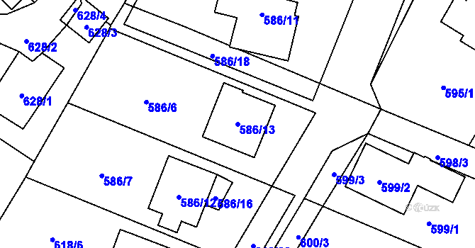 Parcela st. 586/13 v KÚ Proskovice, Katastrální mapa