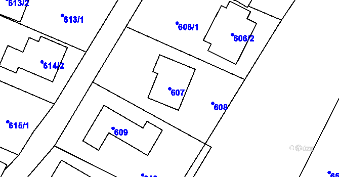 Parcela st. 607 v KÚ Proskovice, Katastrální mapa