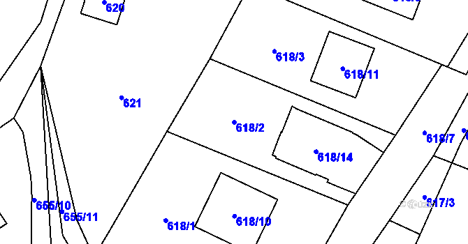 Parcela st. 618/2 v KÚ Proskovice, Katastrální mapa