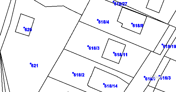 Parcela st. 618/3 v KÚ Proskovice, Katastrální mapa