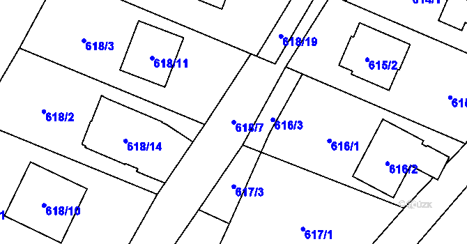 Parcela st. 618/7 v KÚ Proskovice, Katastrální mapa
