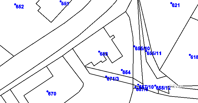 Parcela st. 653 v KÚ Proskovice, Katastrální mapa
