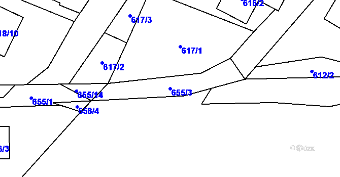 Parcela st. 655/3 v KÚ Proskovice, Katastrální mapa