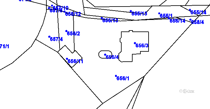 Parcela st. 656/4 v KÚ Proskovice, Katastrální mapa
