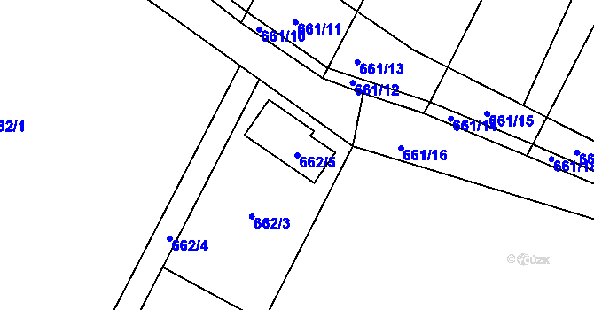 Parcela st. 662/5 v KÚ Proskovice, Katastrální mapa