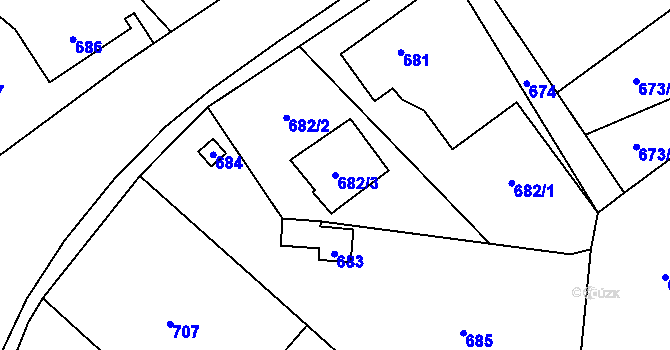 Parcela st. 682/3 v KÚ Proskovice, Katastrální mapa