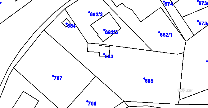Parcela st. 683 v KÚ Proskovice, Katastrální mapa