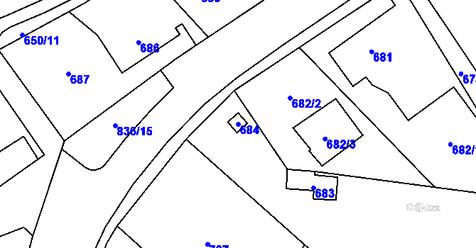 Parcela st. 684 v KÚ Proskovice, Katastrální mapa