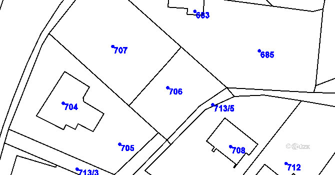 Parcela st. 706 v KÚ Proskovice, Katastrální mapa